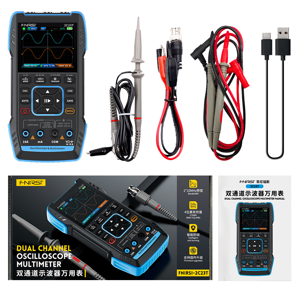 2C23T – cyfrowy oscyloskop 3 w – Fnirsi Digital Oscilloscope Handheld recenzja i cena