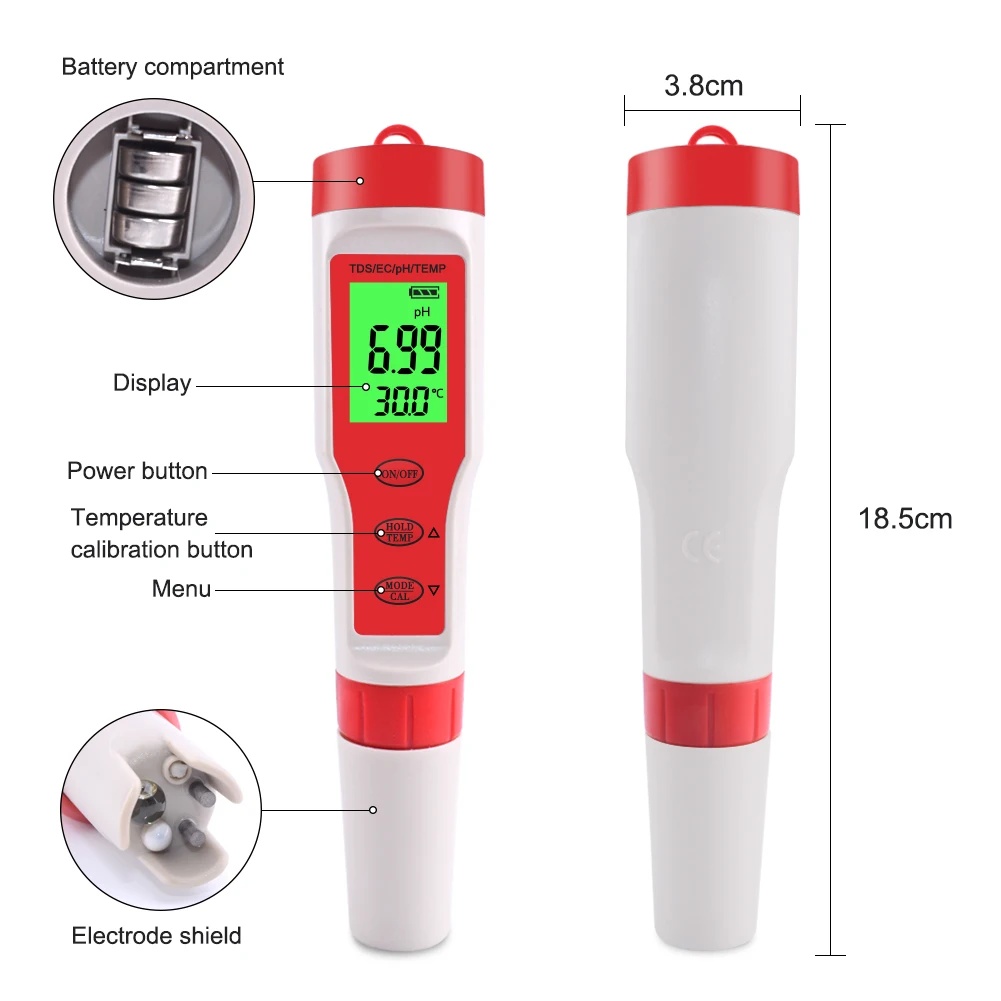 Miernik TDS PH 4 w 1, miernik  – Ph Meter Digital Water Tester recenzja i cena